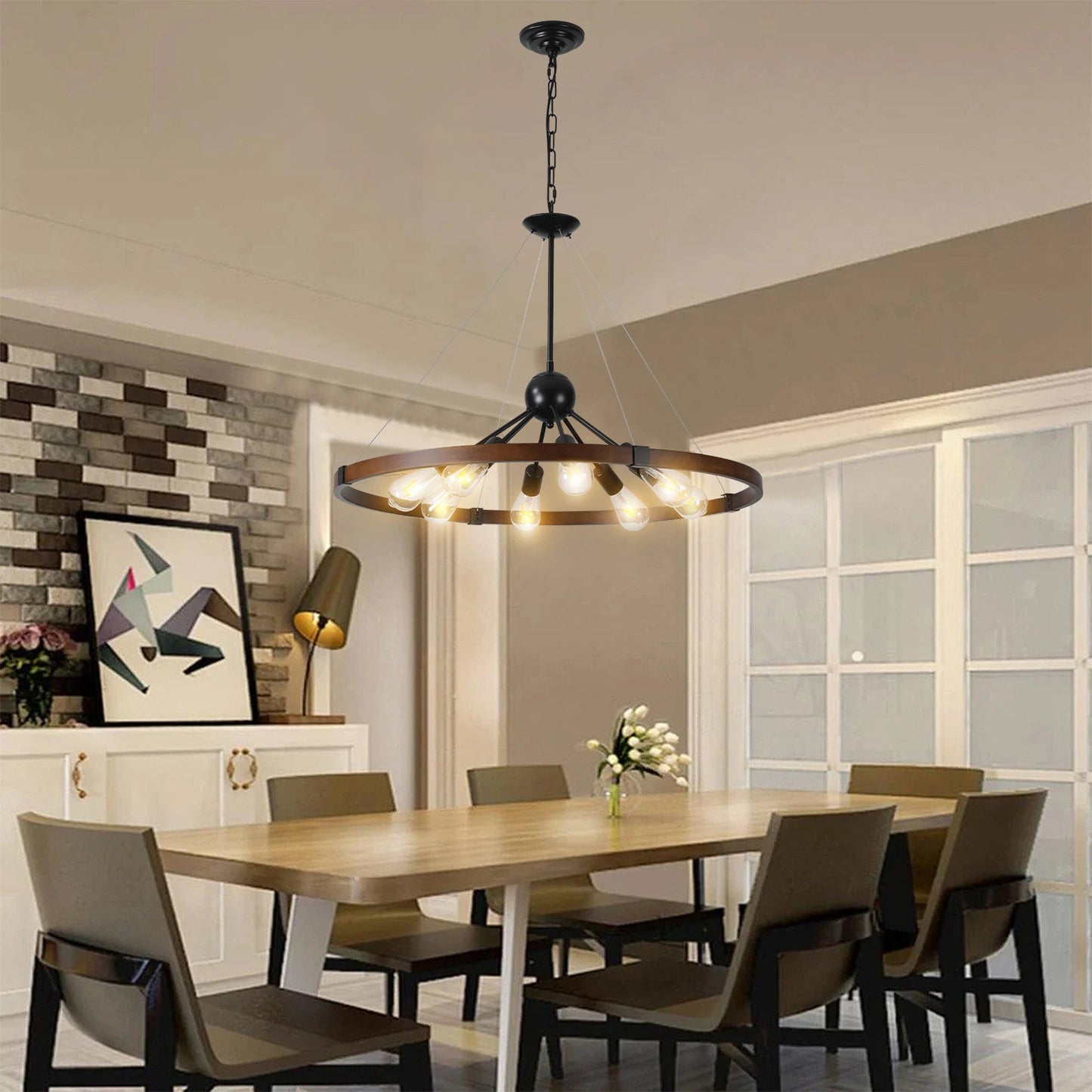 8-Light Retro Farmhouse Chandelier