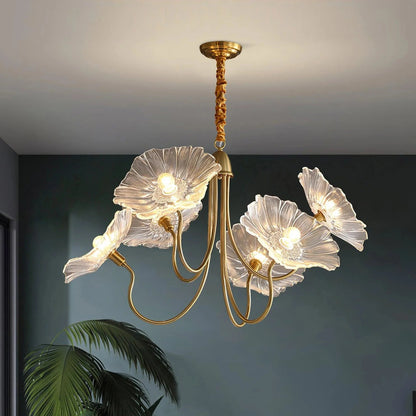 Lotus Leaf Glass Chandelier