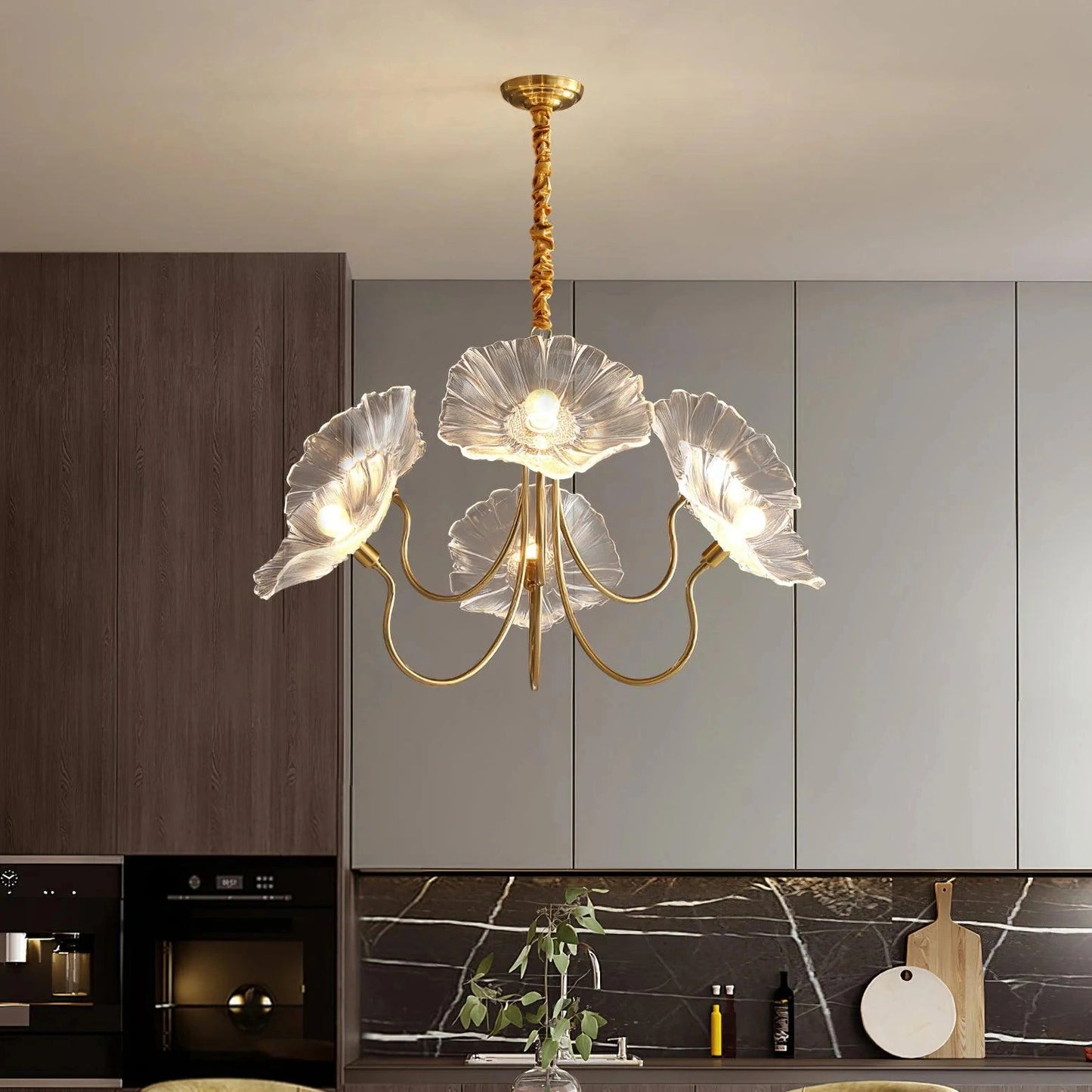 Lotus Leaf Glass Chandelier