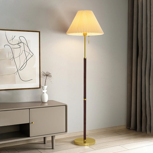 Walnut Pleated Floor Lamp